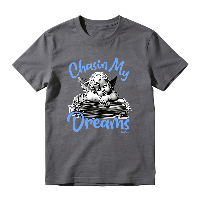 Chasin My Dreams Angel With Money Stack Shirt To Match Jordan 14 Black And University Blue Sneaker Match Shirt