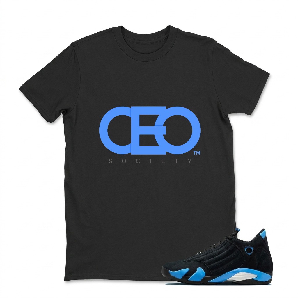 Ceo Society Logo Print Design Sneaker T Shirt Matching Jordan 14 University Blue