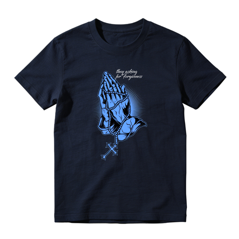 Praying Hands With Cross And Rosary Sneaker T Shirt Matching Jordan 14 University Blue