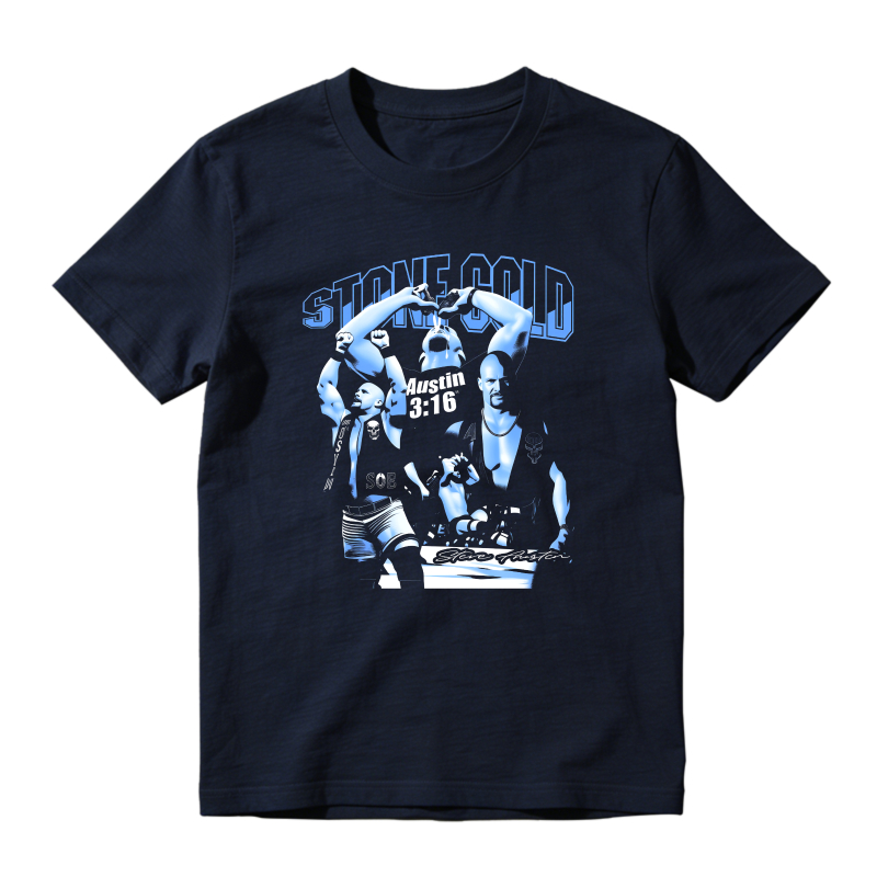 Stone Cold Wrestling Action Scene Sneaker T Shirt Matching Jordan 14 University Blue