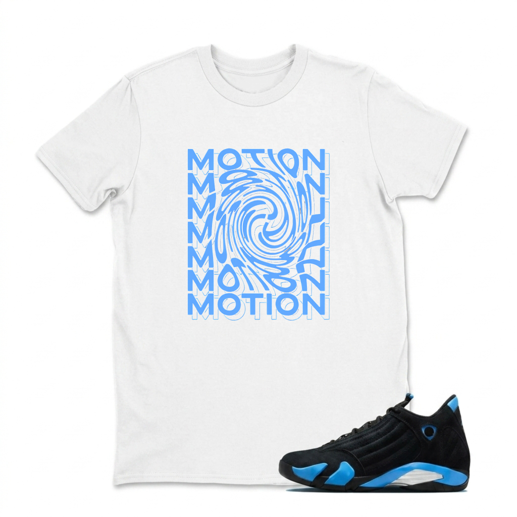 Motion Spiral Design Pattern Print Sneaker T Shirt Matching Jordan 14 University Blue