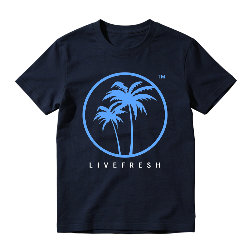 Blue Palm Trees Circle Logo Sneaker T Shirt Matching Jordan 14 University Blue