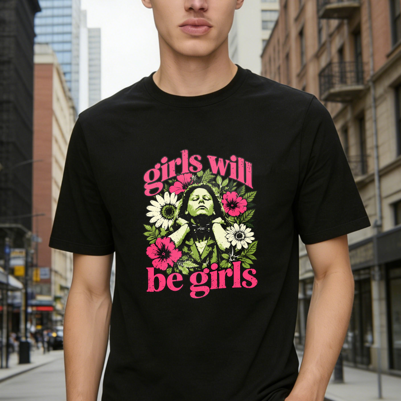 Girls Will Be Girls Floral Witch Graphic T-shirt
