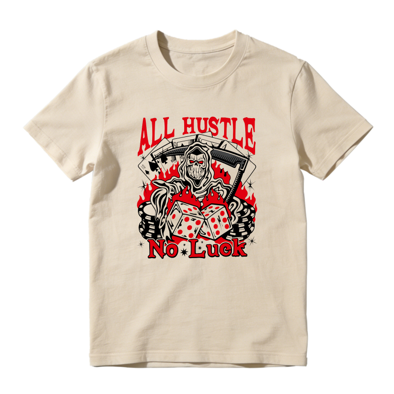 All Hustle No Luck Skull Dice And Cards Design Shirt To Match Air Jordan 13 Chicago - Sneaker Match Shirt