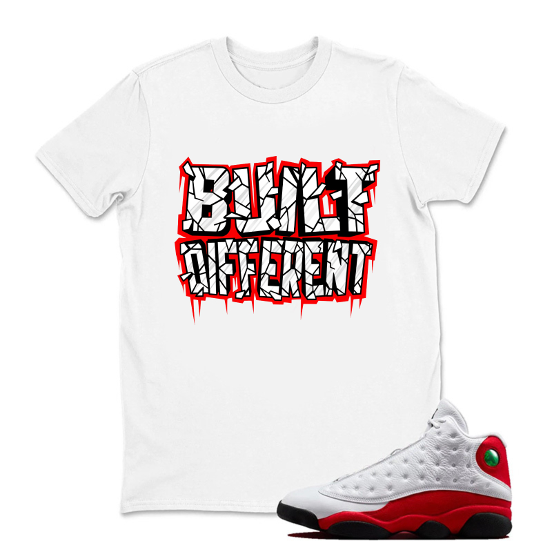 Blue T-Shirt With Bold Text Design Sneaker T Shirt Matching Jordan 13 OG Chicago Red/White