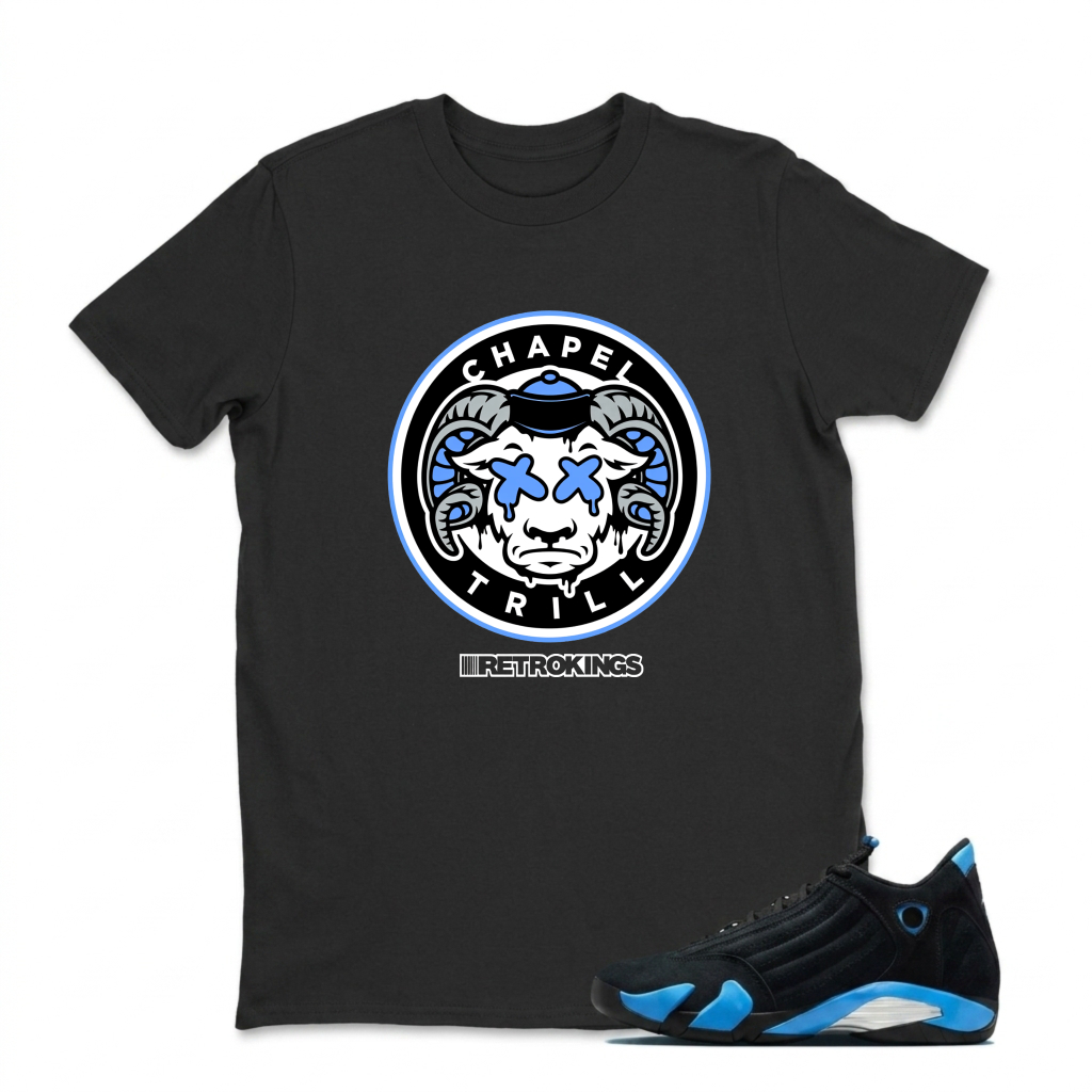 Chapel Trill Ram Logo Design Sneaker T Shirt Matching Jordan 14 University Blue