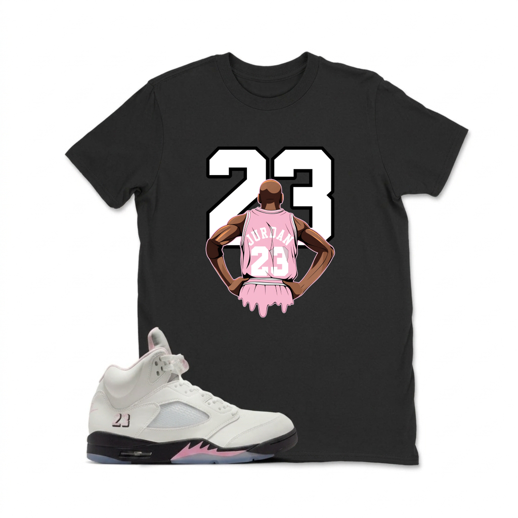 Jordan Number Twenty Three Sneaker T Shirt Matching  Air Jordan 5 Retro OG AJ5 Medium Soft Pink
