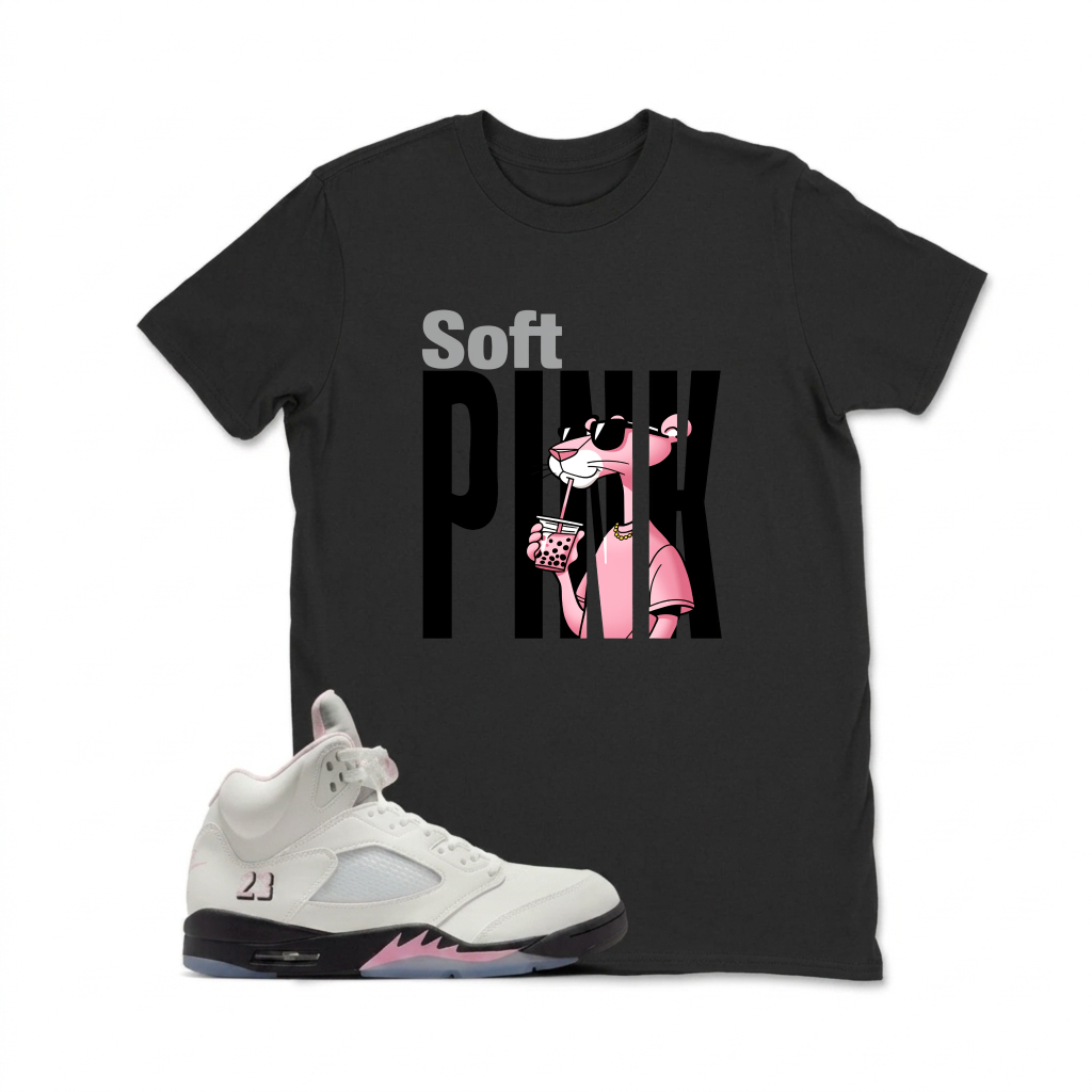 Soft Pink Panther Print Sneaker T Shirt Matching  Air Jordan 5 Retro OG AJ5 Medium Soft Pink