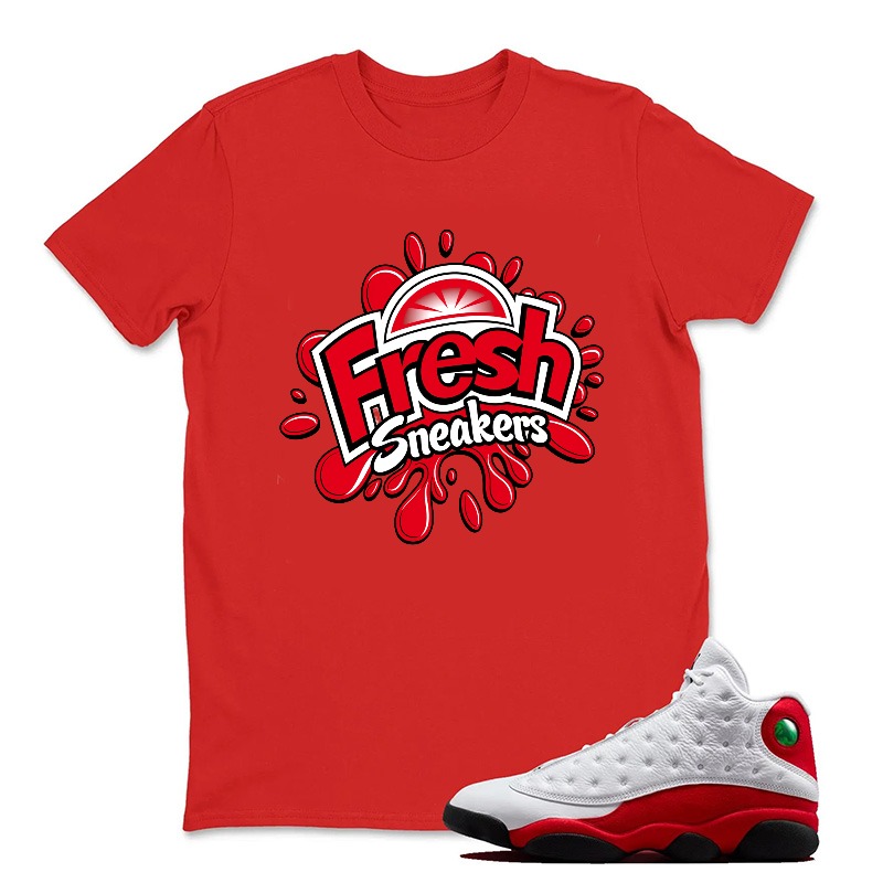 Fresh Sneakers Logo Design Print Sneaker T Shirt Matching Jordan 13 OG Chicago Red/White
