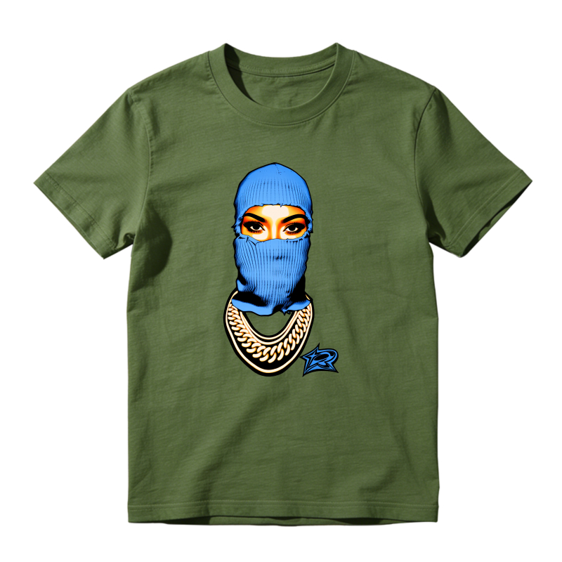 Blue Balaclava Face Chain Logo Sneaker T Shirt Matching Jordan 14 University Blue