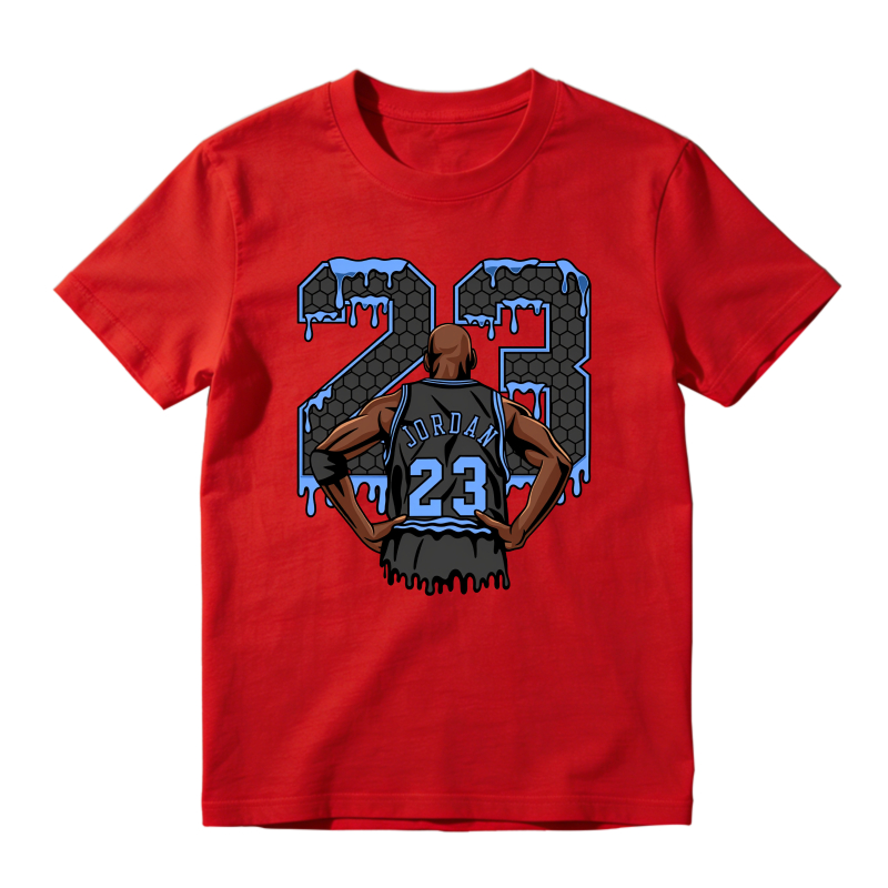 Number 23 Jordan Player Back View Shirt To Match Jordan 14 Black And University Blue Sneaker Match Shirt
