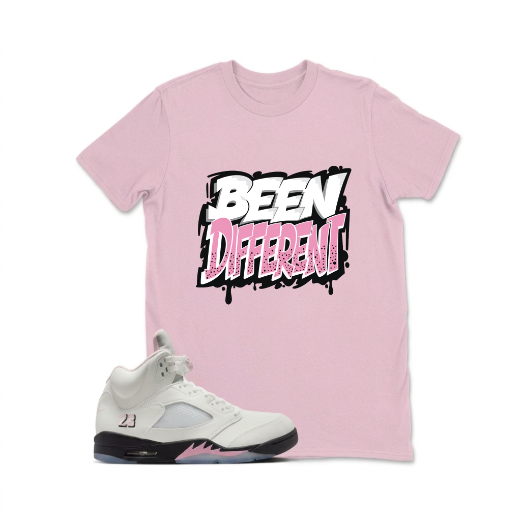 Been Different Graffiti Style Print Sneaker T Shirt Matching  Air Jordan 5 Retro OG AJ5 Medium Soft Pink