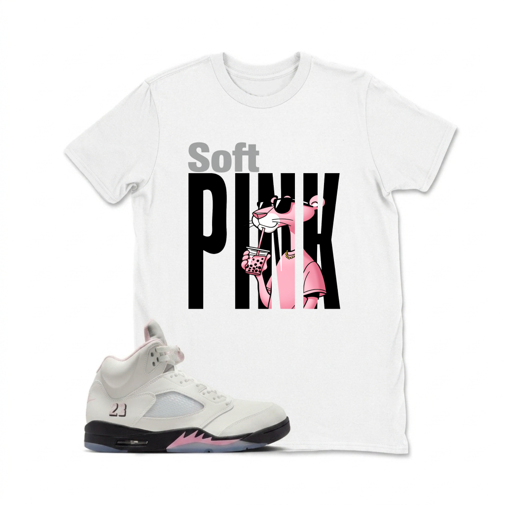 Soft Pink Panther Print Sneaker T Shirt Matching  Air Jordan 5 Retro OG AJ5 Medium Soft Pink