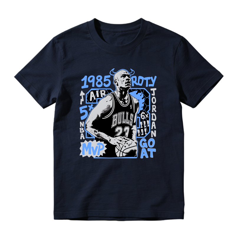 Michael Jordan Bulls 1985 Roto Mvp Go At Sneaker T Shirt Matching Jordan 14 University Blue