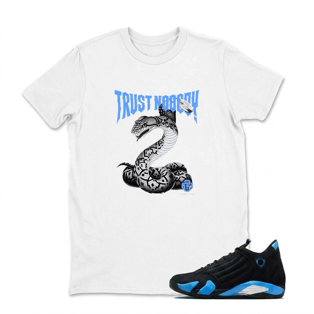 Trust Noody Snake Logo Design Sneaker T Shirt Matching Jordan 14 University Blue