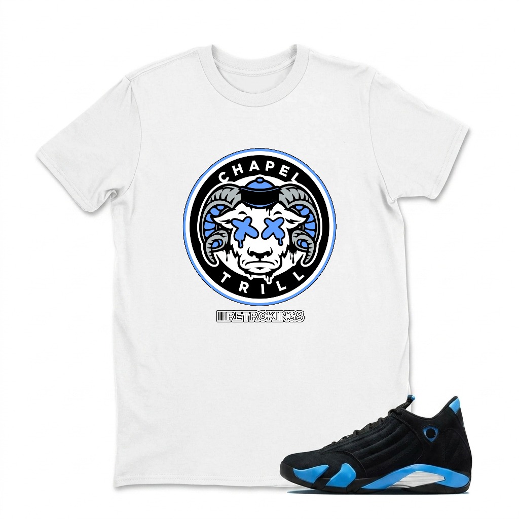Chapel Trill Ram Logo Design Sneaker T Shirt Matching Jordan 14 University Blue