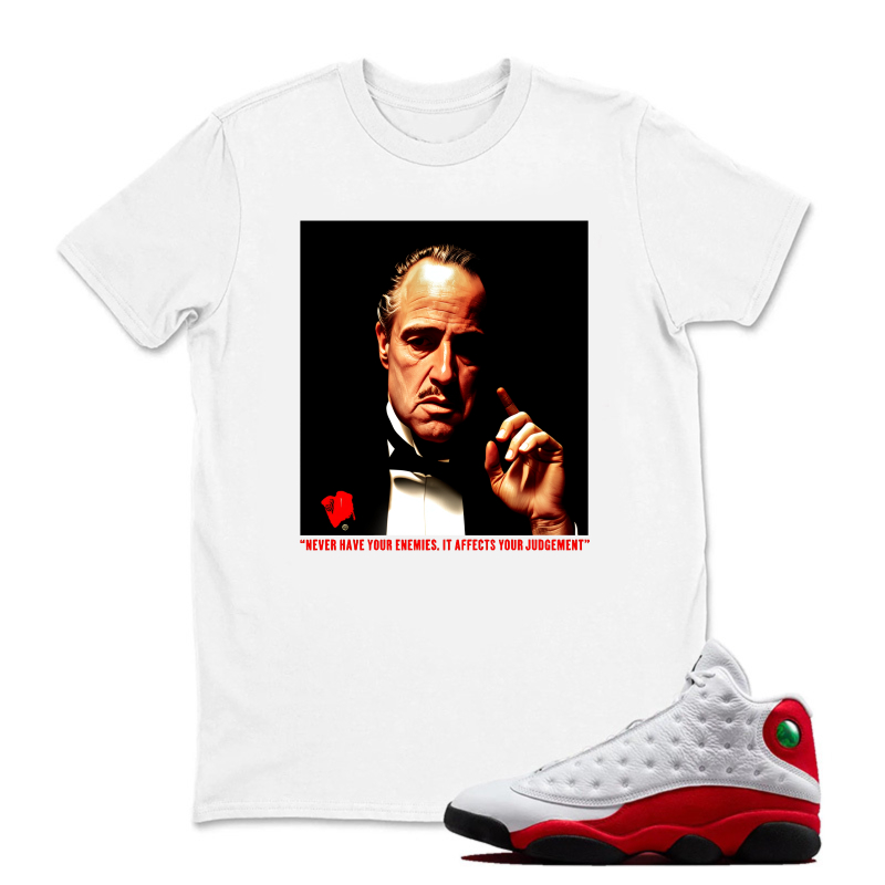 Vito Corleone Portrait With Rose Sneaker T Shirt Matching Jordan 13 OG Chicago Red/White