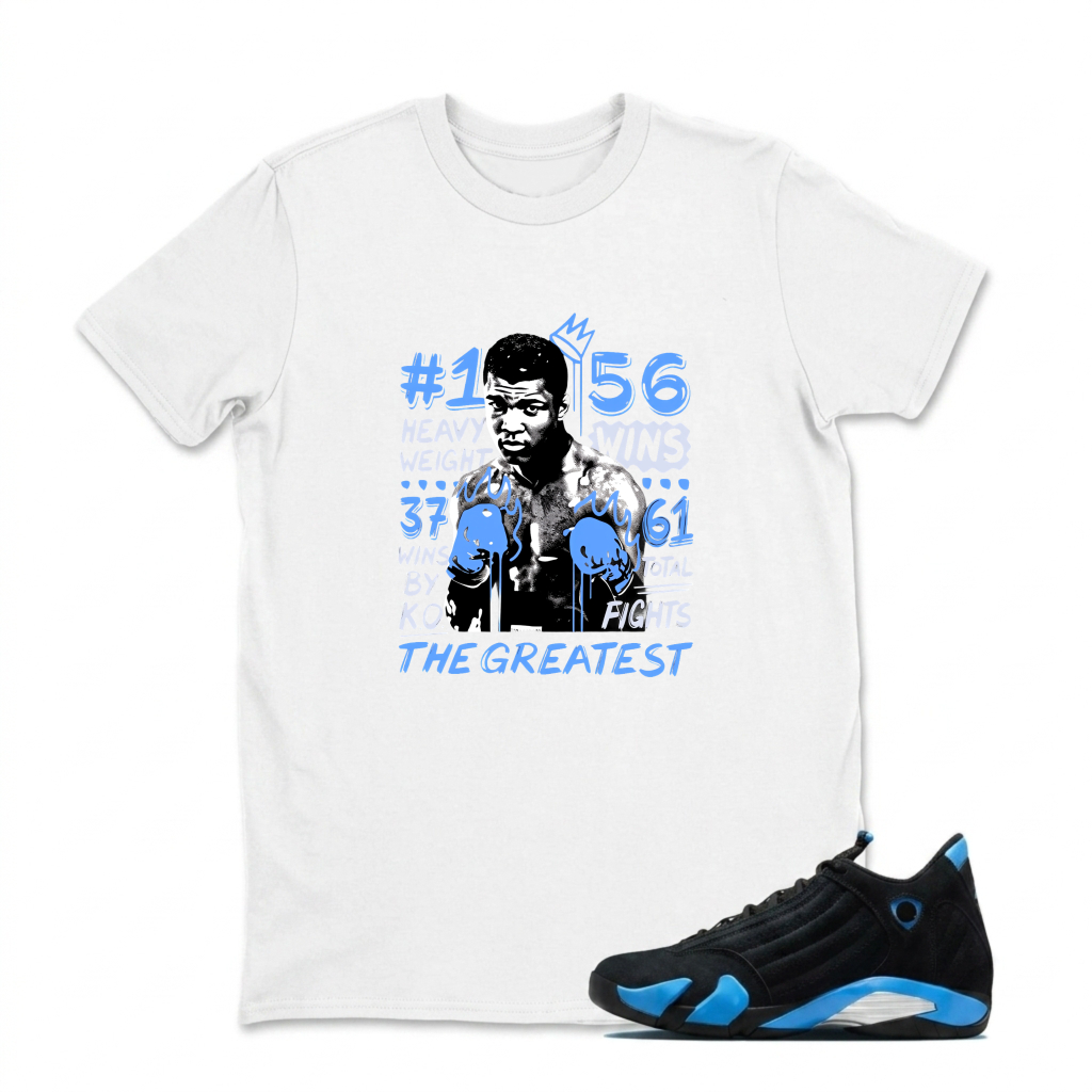 Muhammad Ali Boxing Stats The Greatest Sneaker T Shirt Matching Jordan 14 University Blue