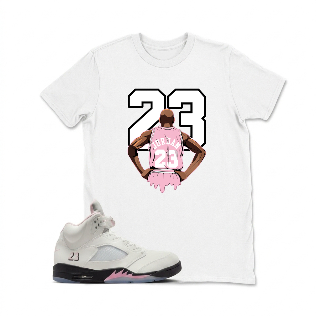 Jordan Number Twenty Three Sneaker T Shirt Matching  Air Jordan 5 Retro OG AJ5 Medium Soft Pink