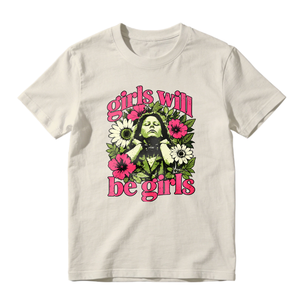 Girls Will Be Girls Floral Witch Graphic T-shirt