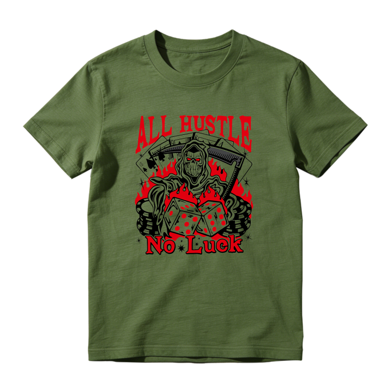 All Hustle No Luck Skull Dice And Cards Design Shirt To Match Air Jordan 13 Chicago - Sneaker Match Shirt