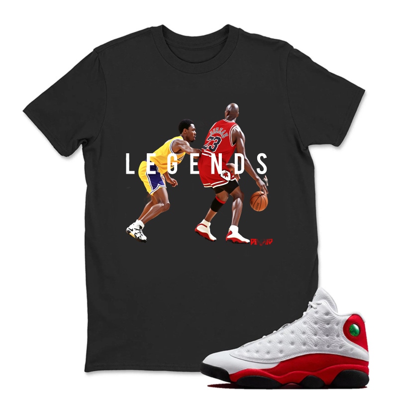 Legends Basketball Players Action Pose Sneaker T Shirt Matching Jordan 13 OG Chicago Red/White
