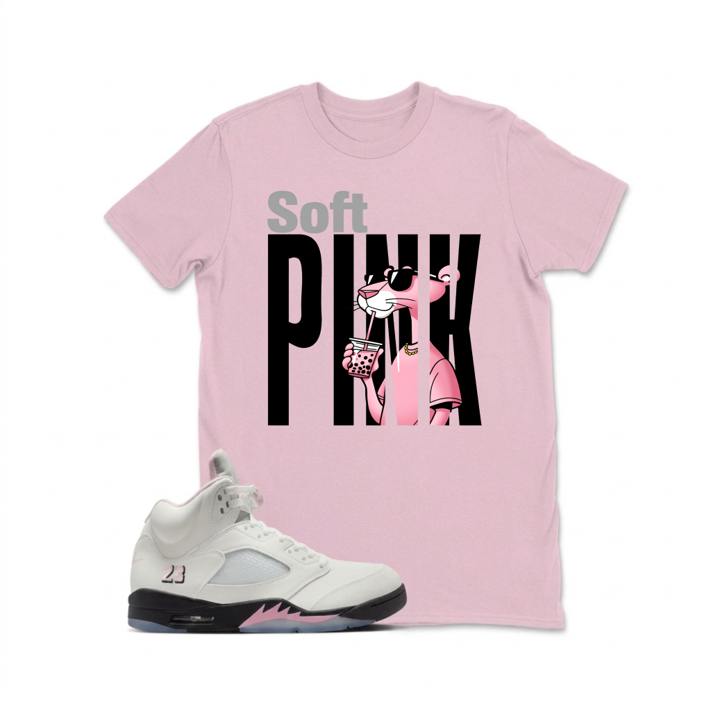 Soft Pink Panther Print Sneaker T Shirt Matching  Air Jordan 5 Retro OG AJ5 Medium Soft Pink