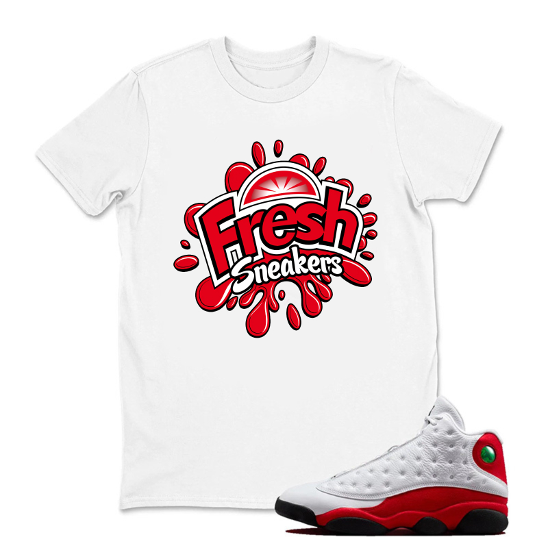 Fresh Sneakers Logo Design Print Sneaker T Shirt Matching Jordan 13 OG Chicago Red/White