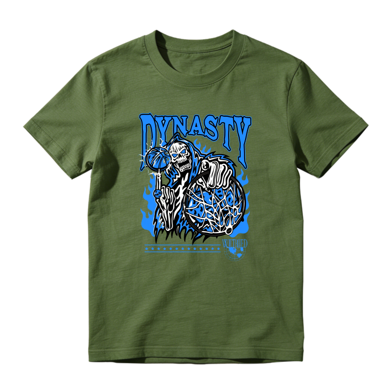 Dynasty Skeleton Basketball Blue Flame Sneaker T Shirt Matching Jordan 14 University Blue