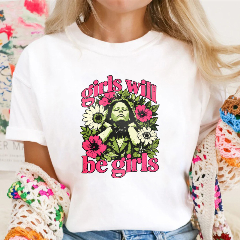 Girls Will Be Girls Floral Witch Graphic T-shirt