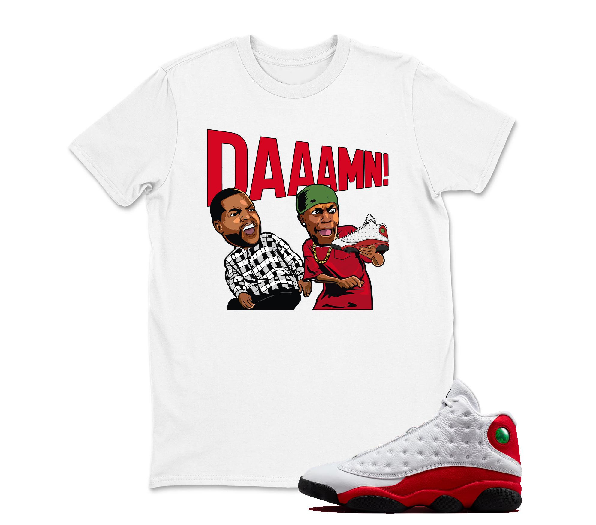 DAAAMN Sneaker T Shirt Matching Jordan 13 OG Chicago Red/White