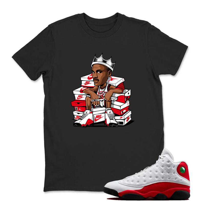 King On Shoe Boxes Sneaker T Shirt Matching Jordan 13 OG Chicago Red/White