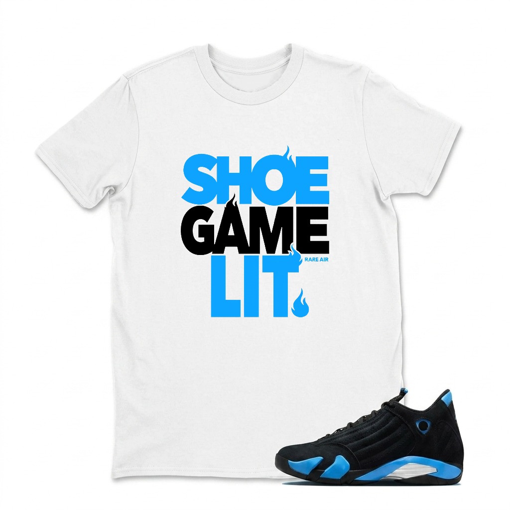 Shoe Game Lit Sneaker T Shirt Matching Jordan 14 University Blue