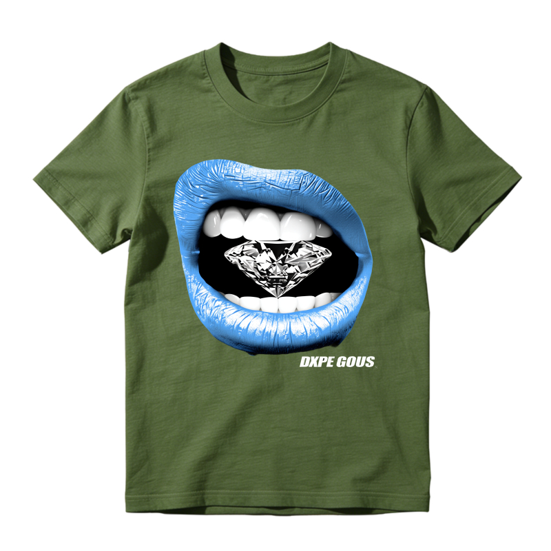 Blue Lips Diamond Teeth Logo Sneaker T Shirt Matching Jordan 14 University Blue