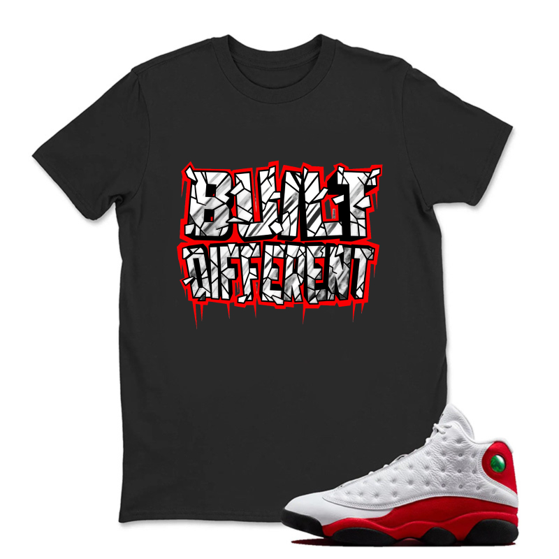 Blue T-Shirt With Bold Text Design Sneaker T Shirt Matching Jordan 13 OG Chicago Red/White