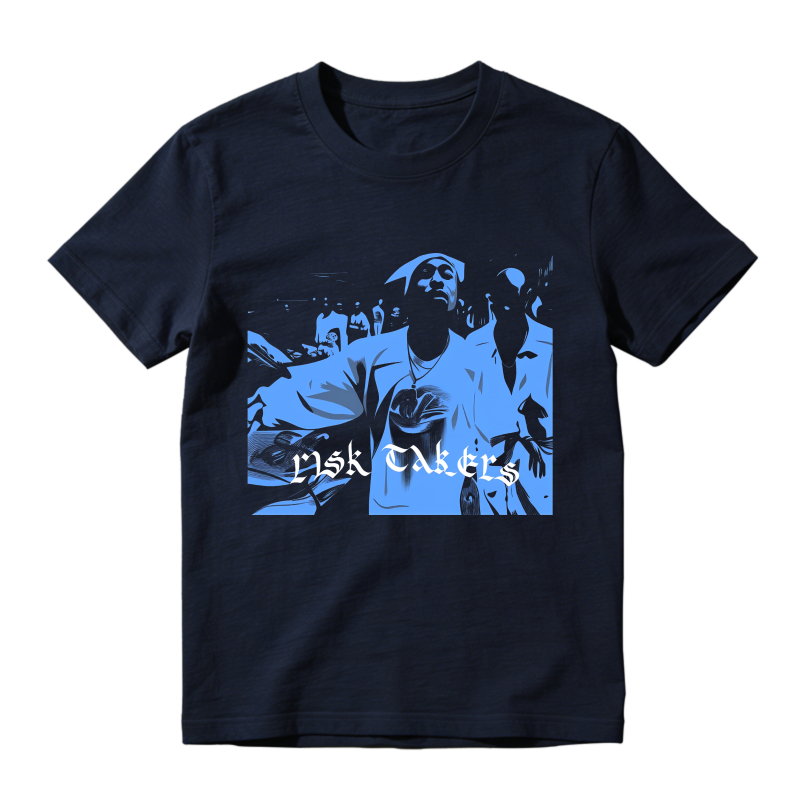 Risk Takers Blue Print Design Sneaker T Shirt Matching Jordan 14 University Blue