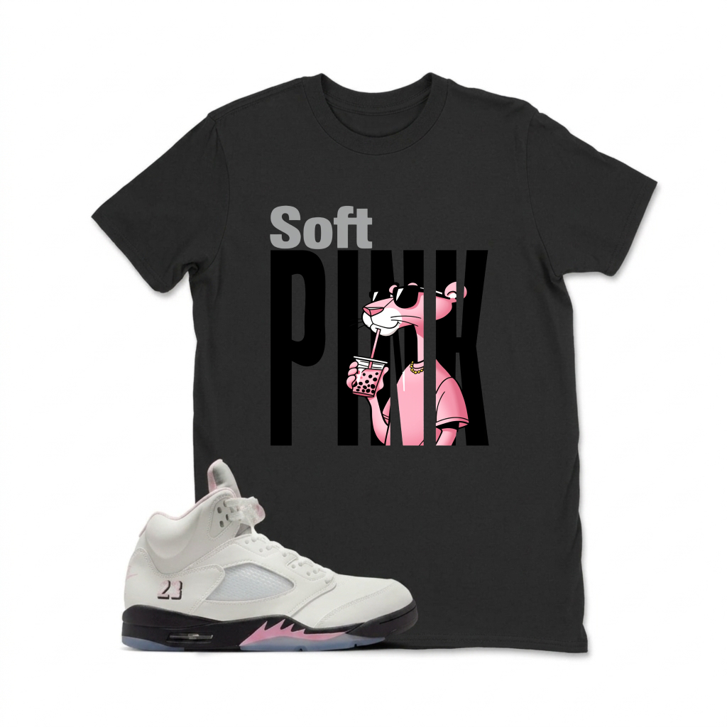 Soft Pink Panther Print Sneaker T Shirt Matching  Air Jordan 5 Retro OG AJ5 Medium Soft Pink