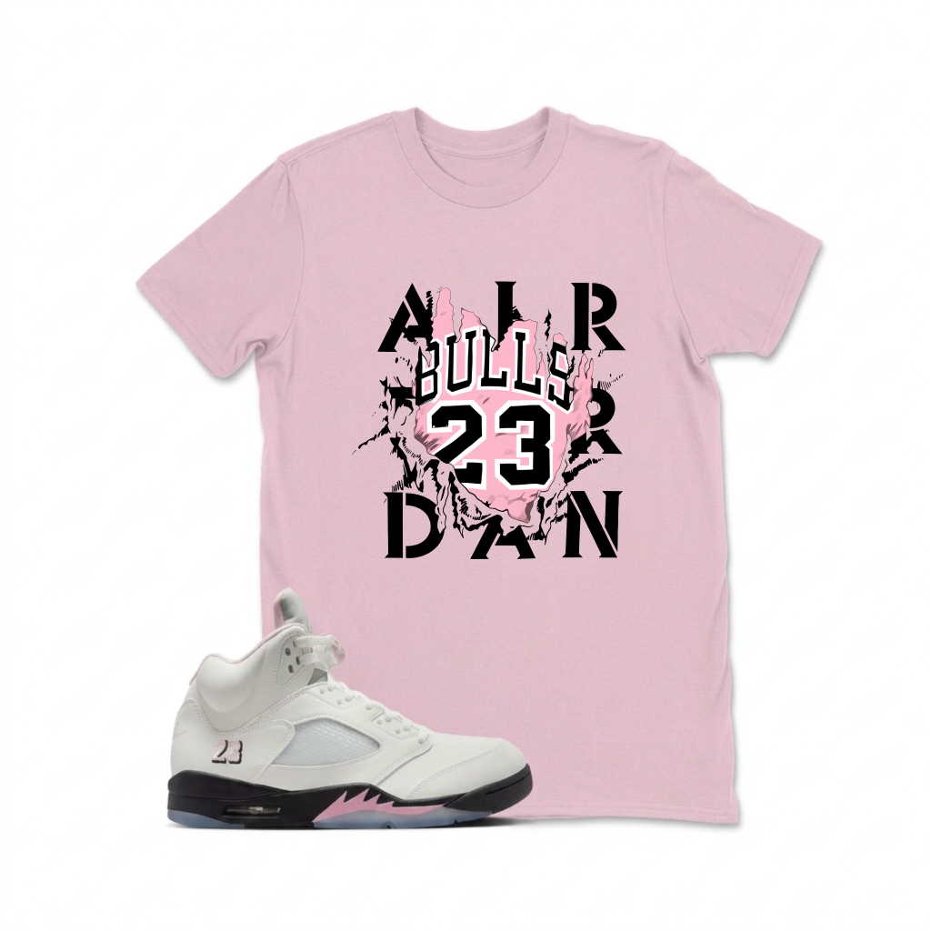 Air Bulls 23 Dan Sneaker T Shirt Matching  Air Jordan 5 Retro OG AJ5 Medium Soft Pink