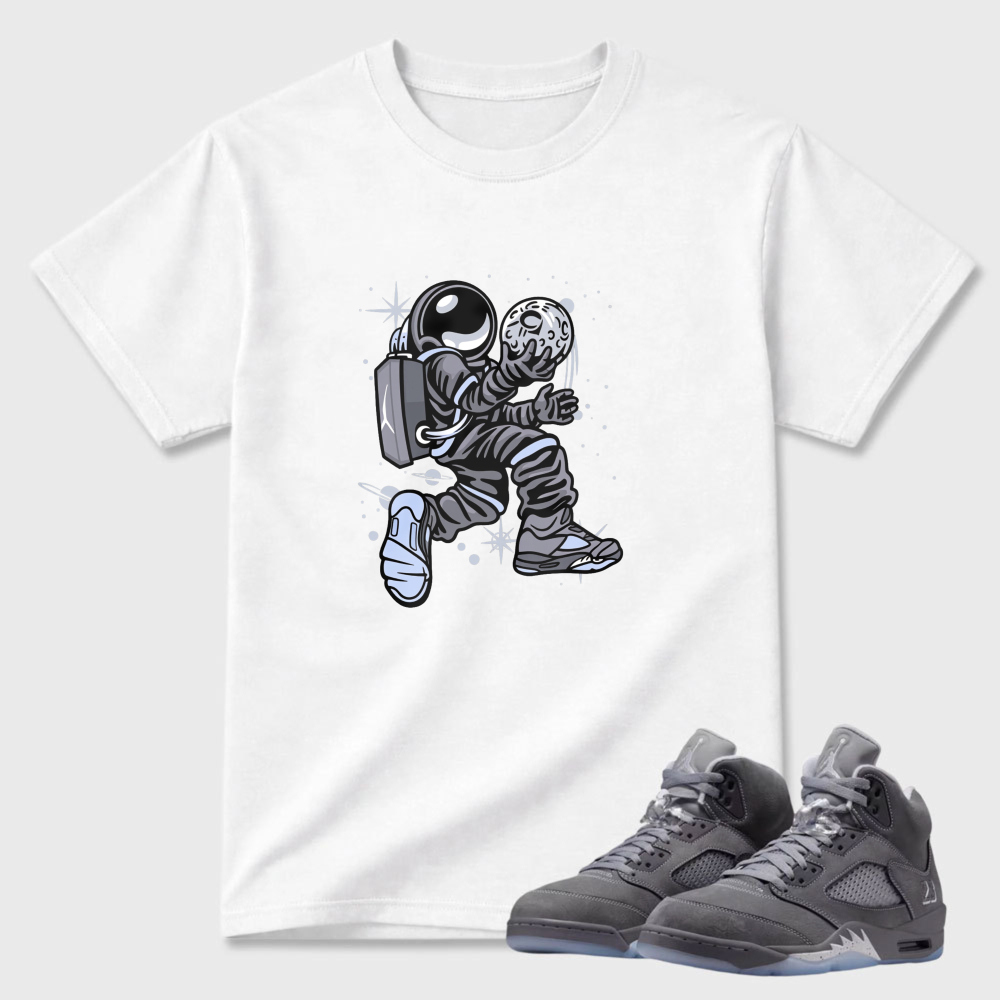 Astronaut Dancing With Sneakers Sneaker T Shirt Matching Air Jordan 5 Wolf Grey