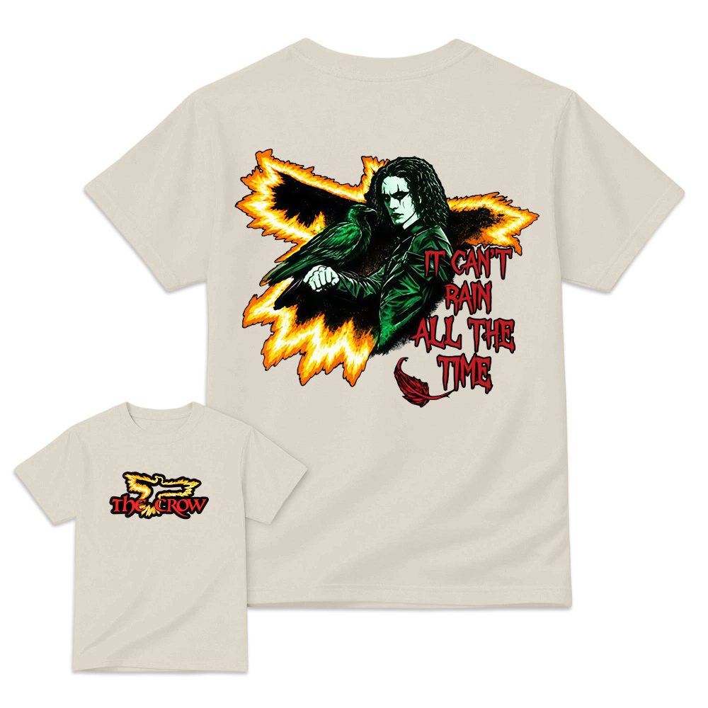  "It Can't Rain All The Time" Flame Raven Gothic T-Shirt