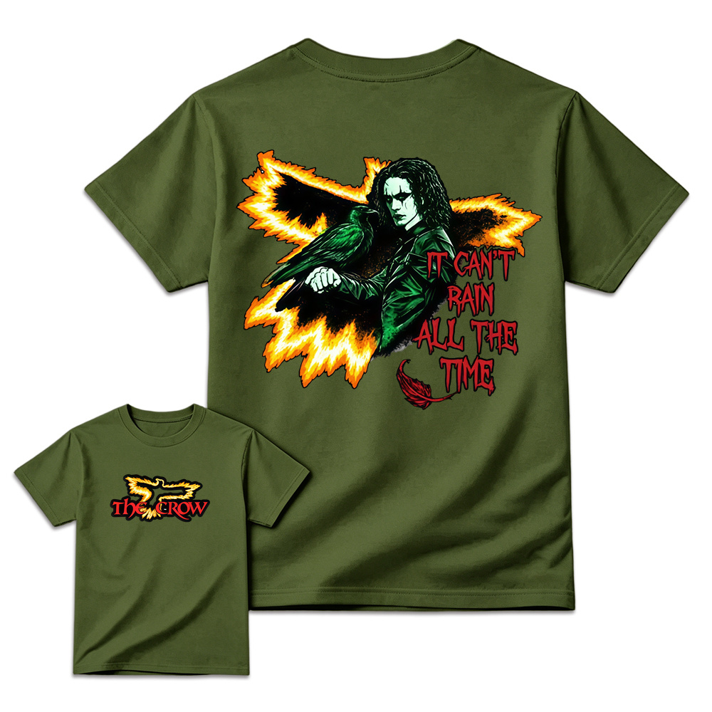  "It Can't Rain All The Time" Flame Raven Gothic T-Shirt