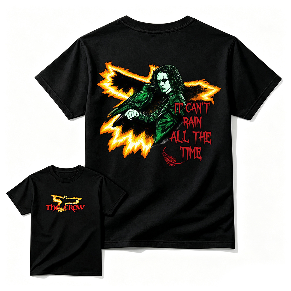  "It Can't Rain All The Time" Flame Raven Gothic T-Shirt