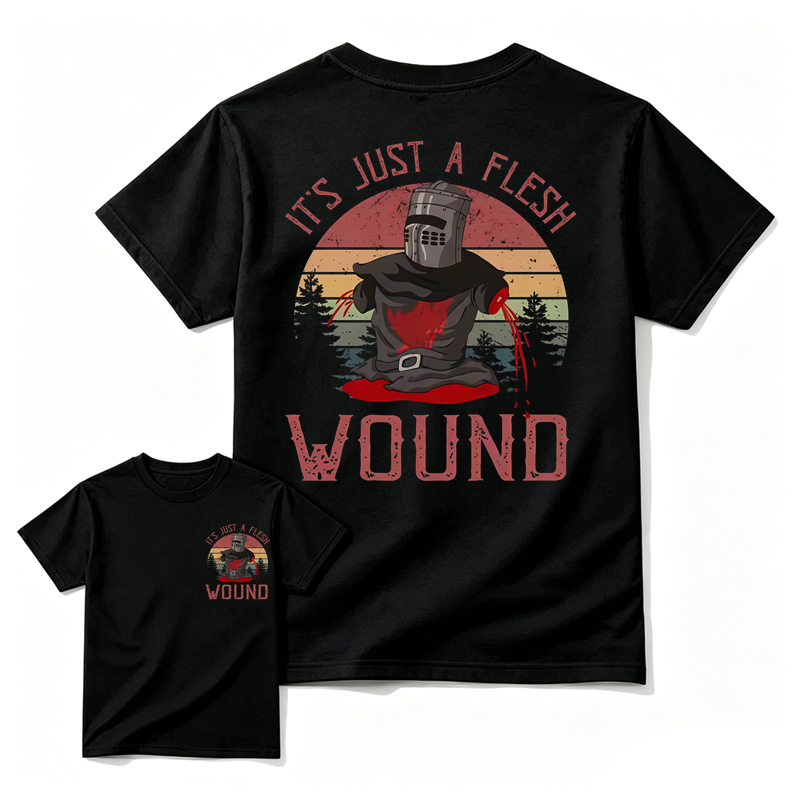 It's just a flesh wound Graphic Movie Shirt, Black Knight Quote Tee