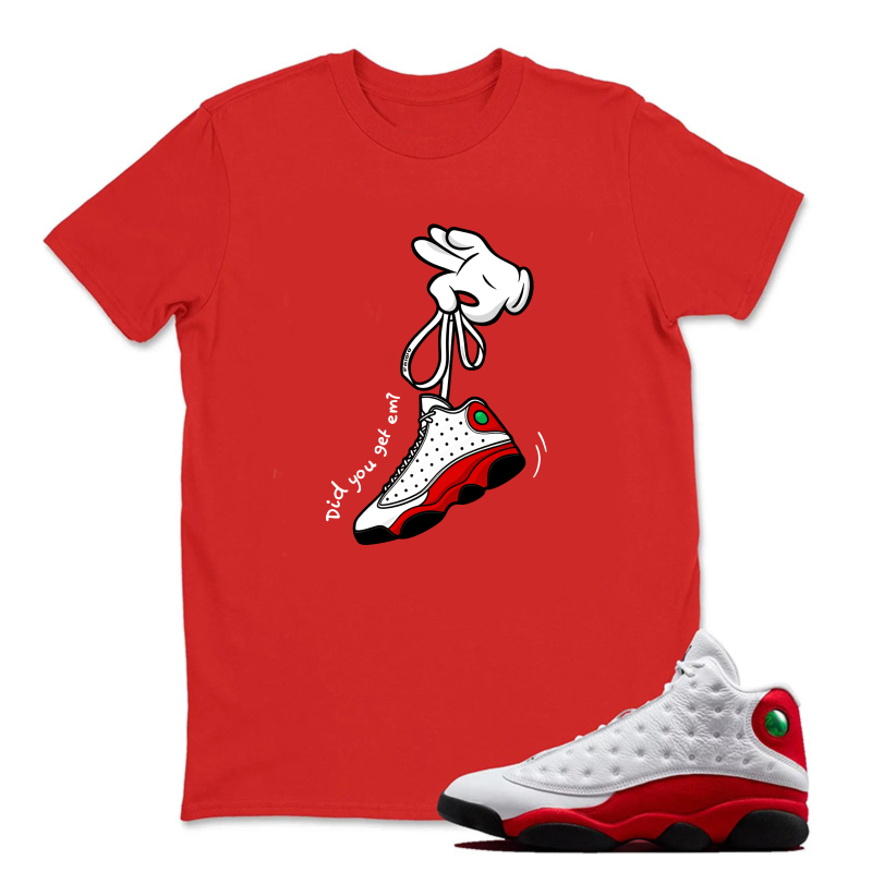 Cartoon Hands Sneaker T Shirt Matching Jordan 13 OG Chicago Red/White