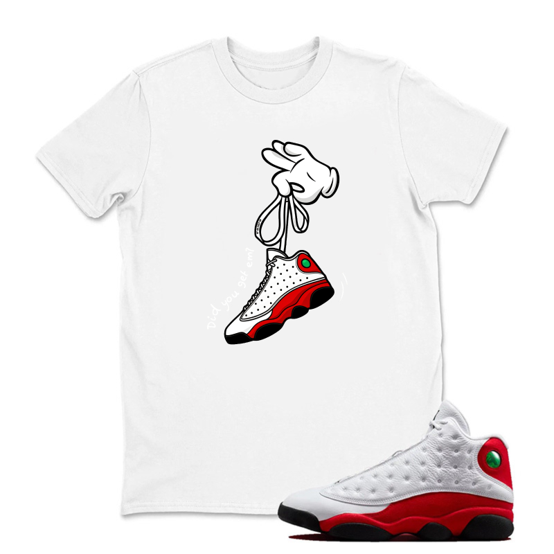 Cartoon Hands Sneaker T Shirt Matching Jordan 13 OG Chicago Red/White