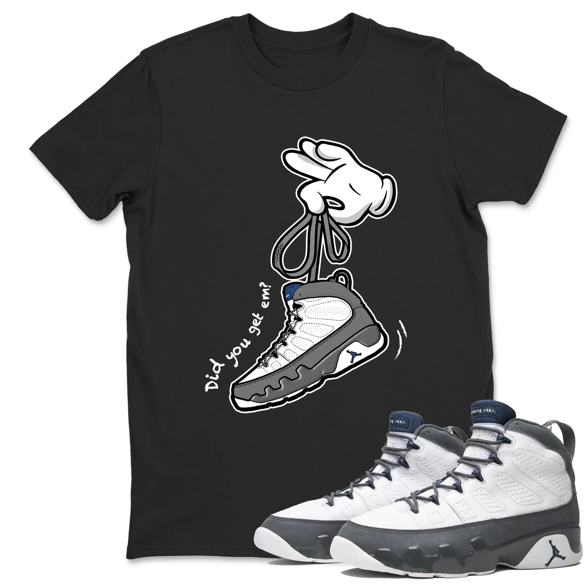 Cartoon Hands Graphic Sneaker T Shirt Matching Air Jordan 9 FLINT GREY Sneaker