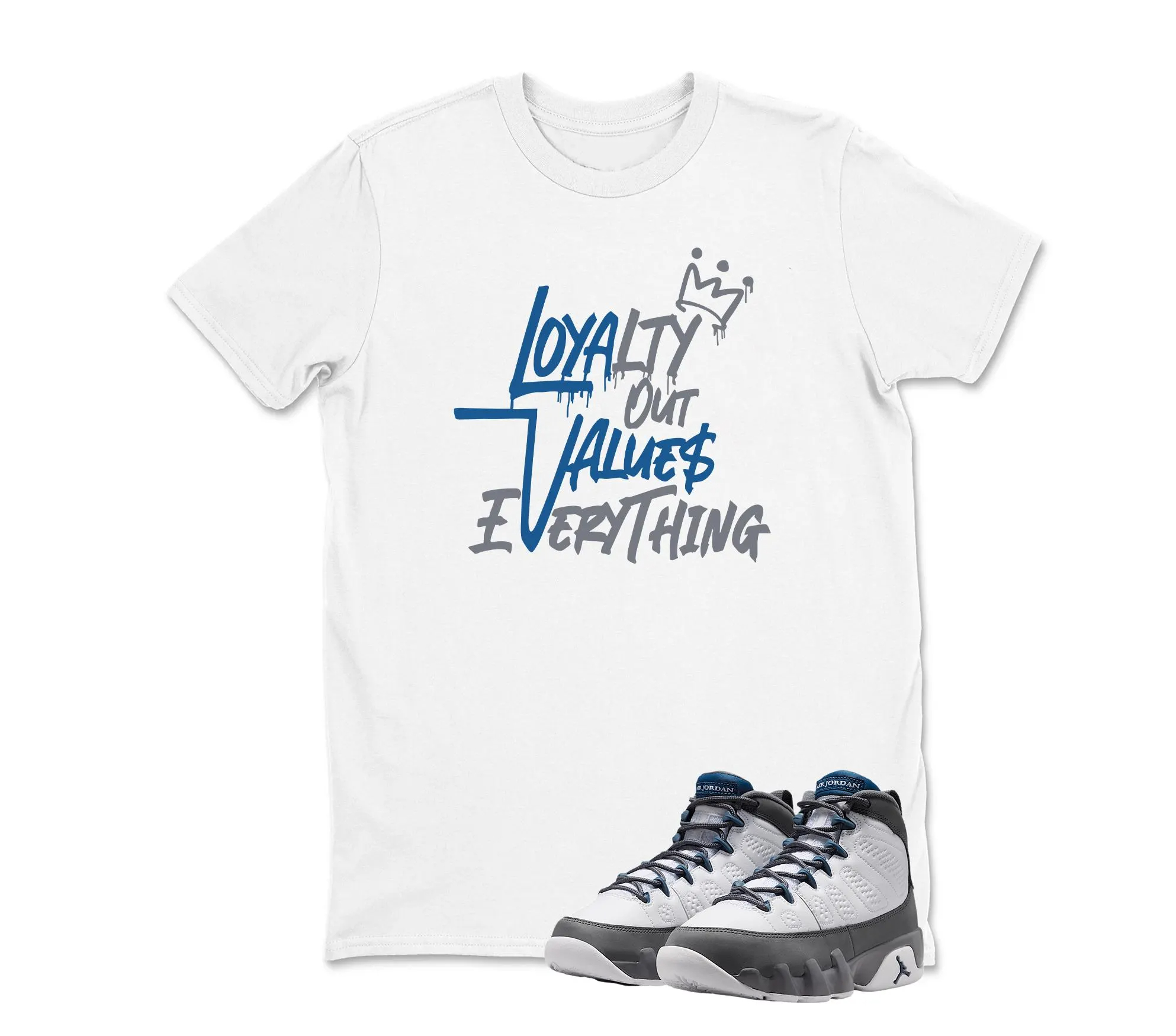 LOYALTY Graphic Sneaker T Shirt Matching Air Jordan 9 FLINT GREY Sneaker 