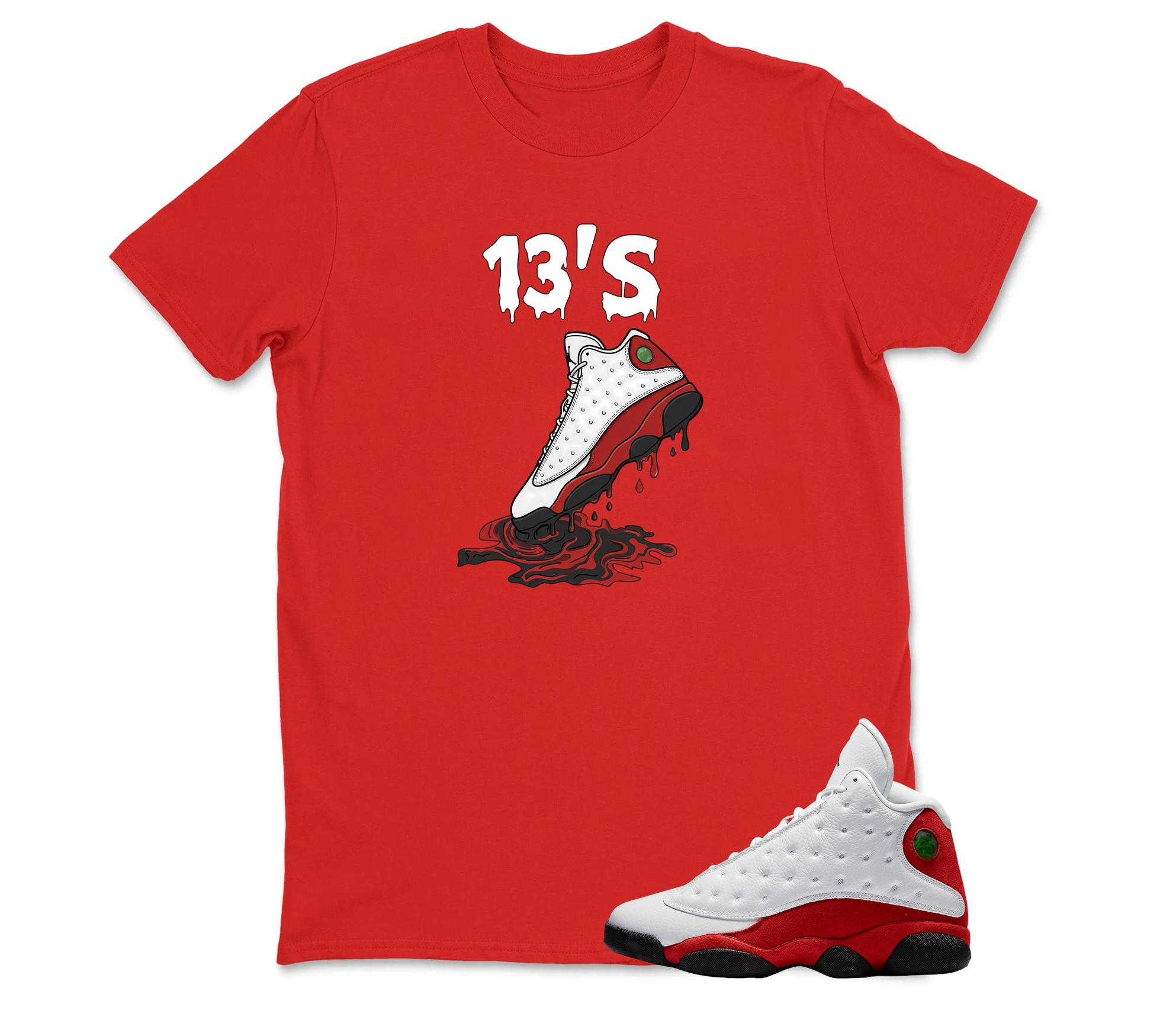 Dripping Shoe 13'S Sneaker T Shirt Matching Jordan 13 OG Chicago Red/White