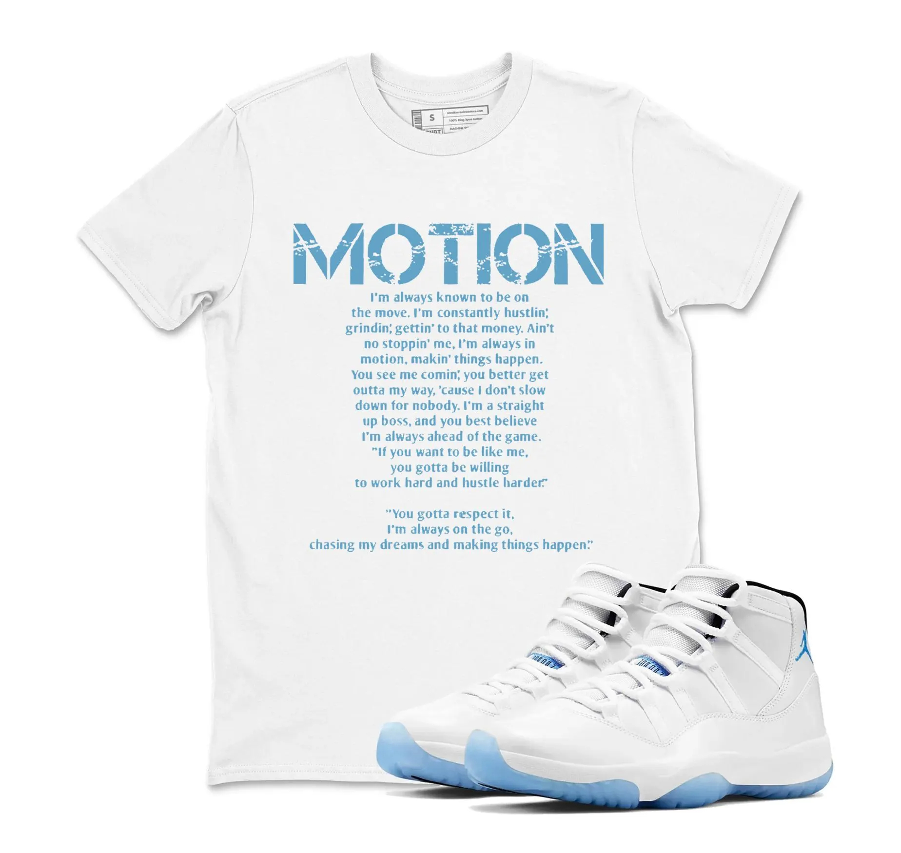 Motion Sneaker T Shirt Matching Air Jordan 11 Retro Legend Blue，Match T-Shirts, Best Gift, Sneaker Graphic Tee
