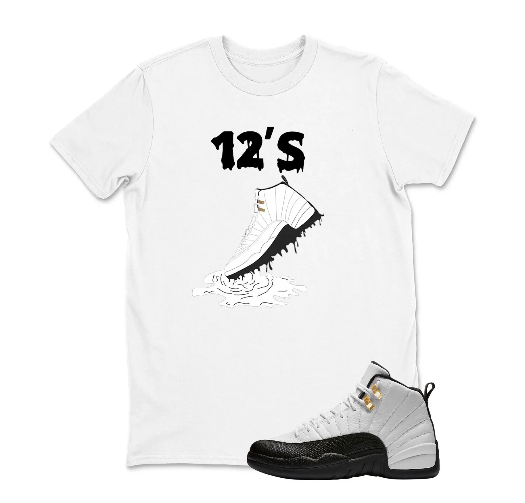 Dripping Shoe 12'S  Sneaker T Shirt Matching Jordan 12 Retro Taxi Sneaker